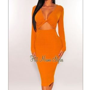 Cut out dress orange
